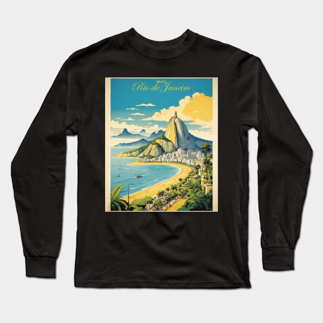 Rio de Janeiro Brazil Vintage Tourism Travel Poster Long Sleeve T-Shirt by TravelersGems